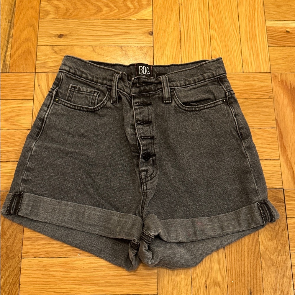 BDG Charcoal Button-Fly Denim Shorts